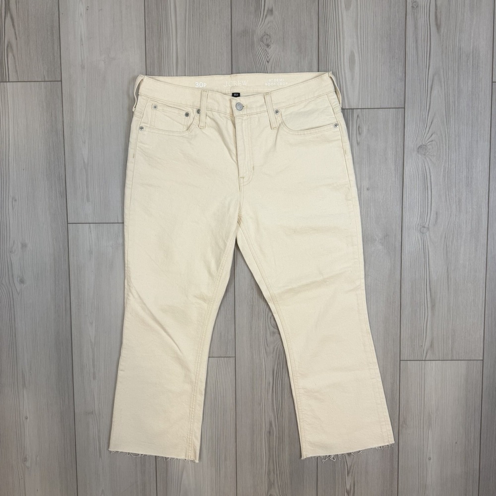 J. CREW 30P 9" Demi Bootโ Crop Jeans Ivory BP493